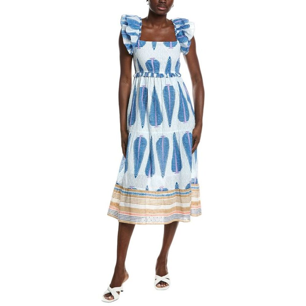 Garrie B Womens Ruffle Midi Dress, White